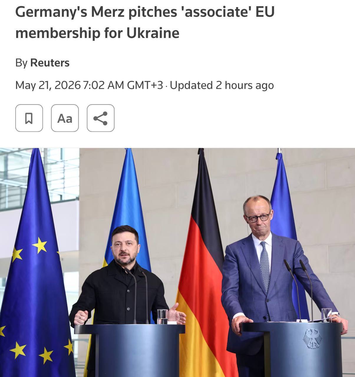 Мерц предложил «ассоциированное членство» для Украины в ЕС без права голоса