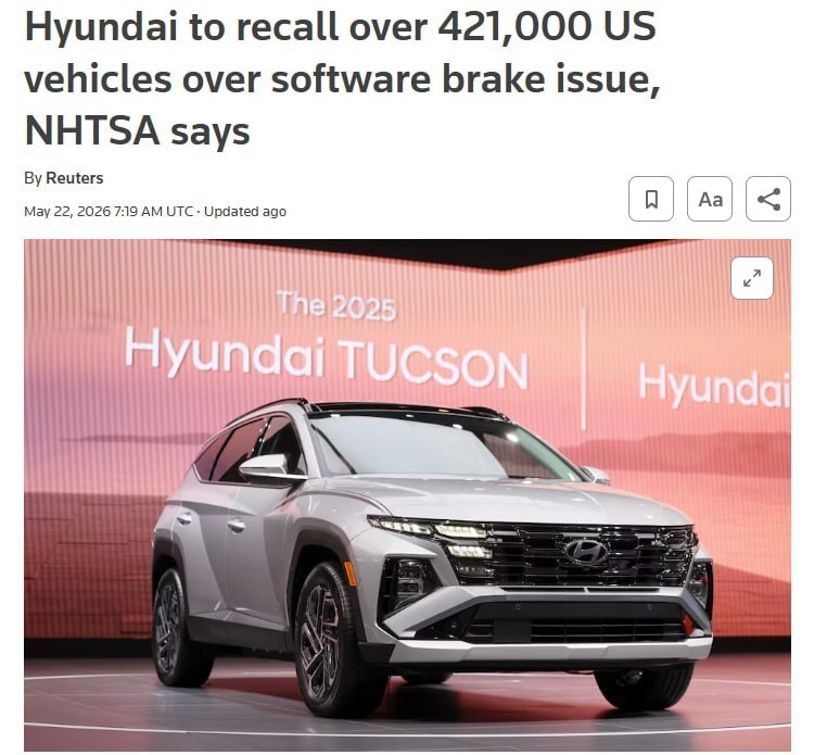 Hyundai Motor отзывает в США более 421 тысячи автомобилей
