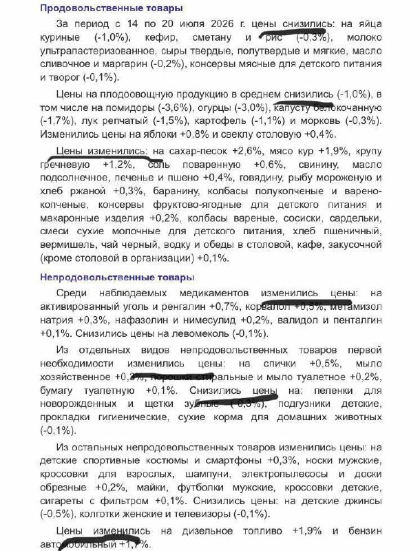 Росстат сменил формулировки в сообщениях о ценах