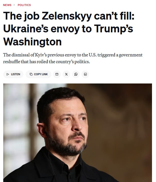 Politico: Зеленский не может найти нового посла Украины в США
