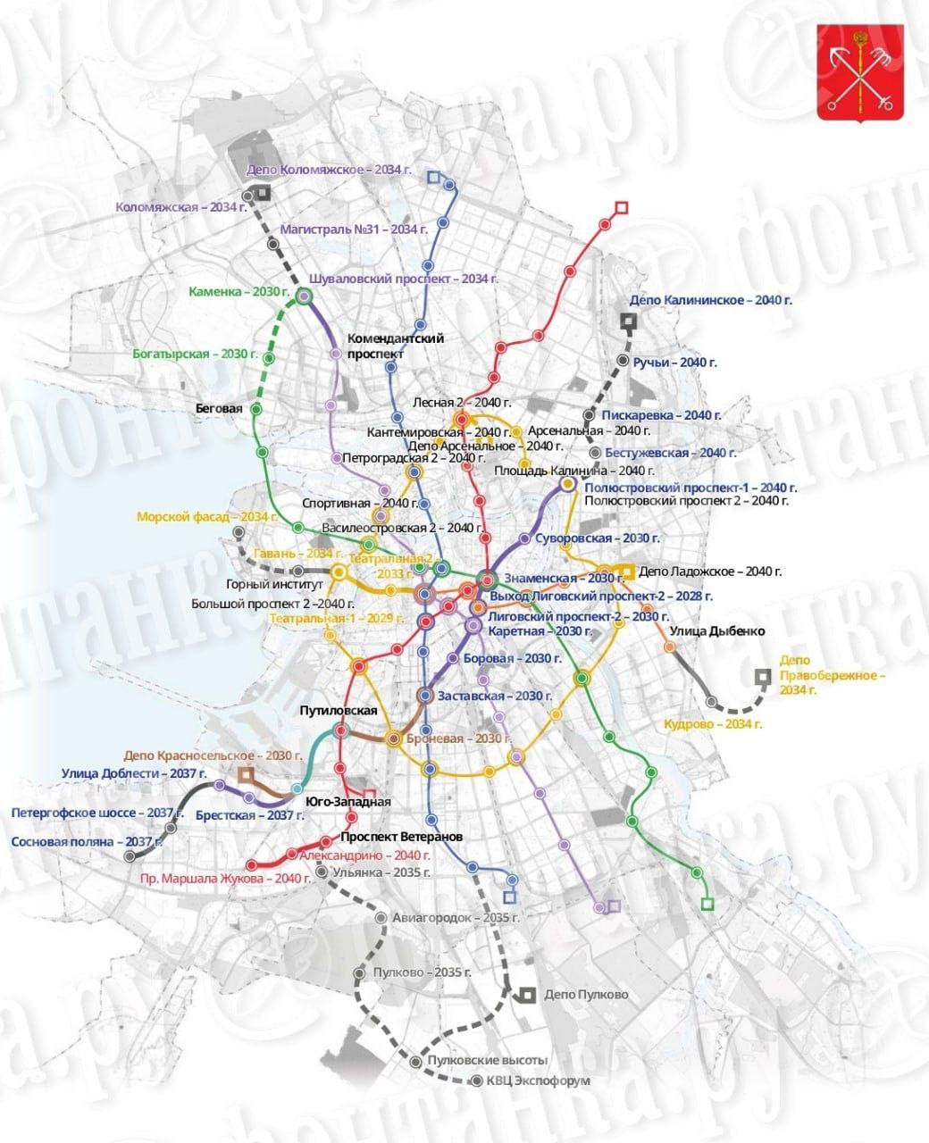 Власти Петербурга представили планы строительства метро до 2040 года