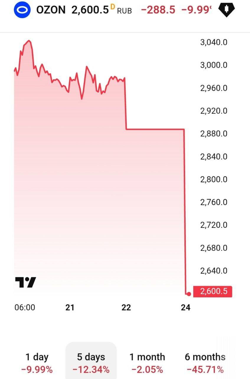 Акции Ozon упали на 12% после атаки дронов на склады