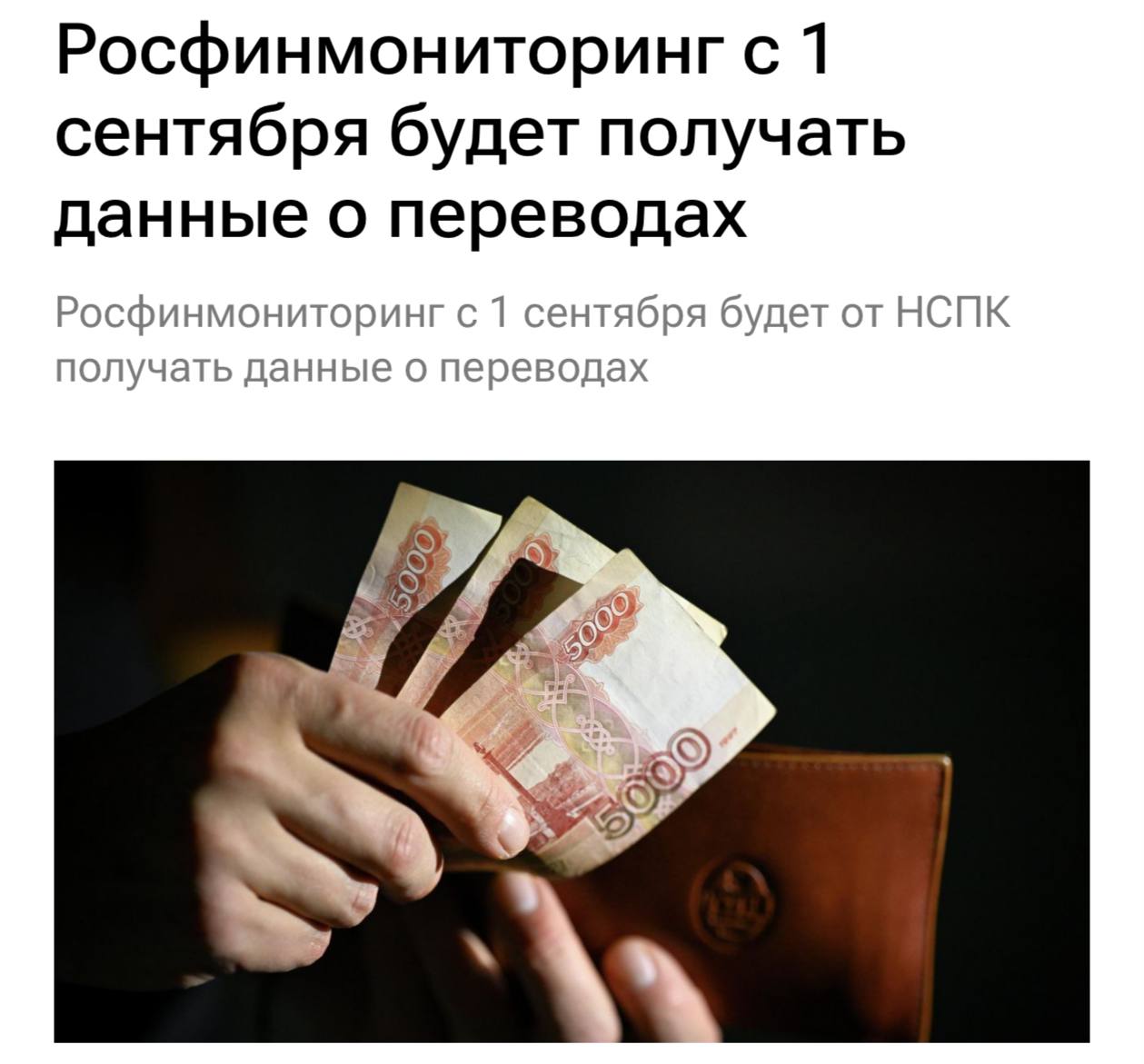 Росфинмониторинг получит доступ к данным о переводах россиян