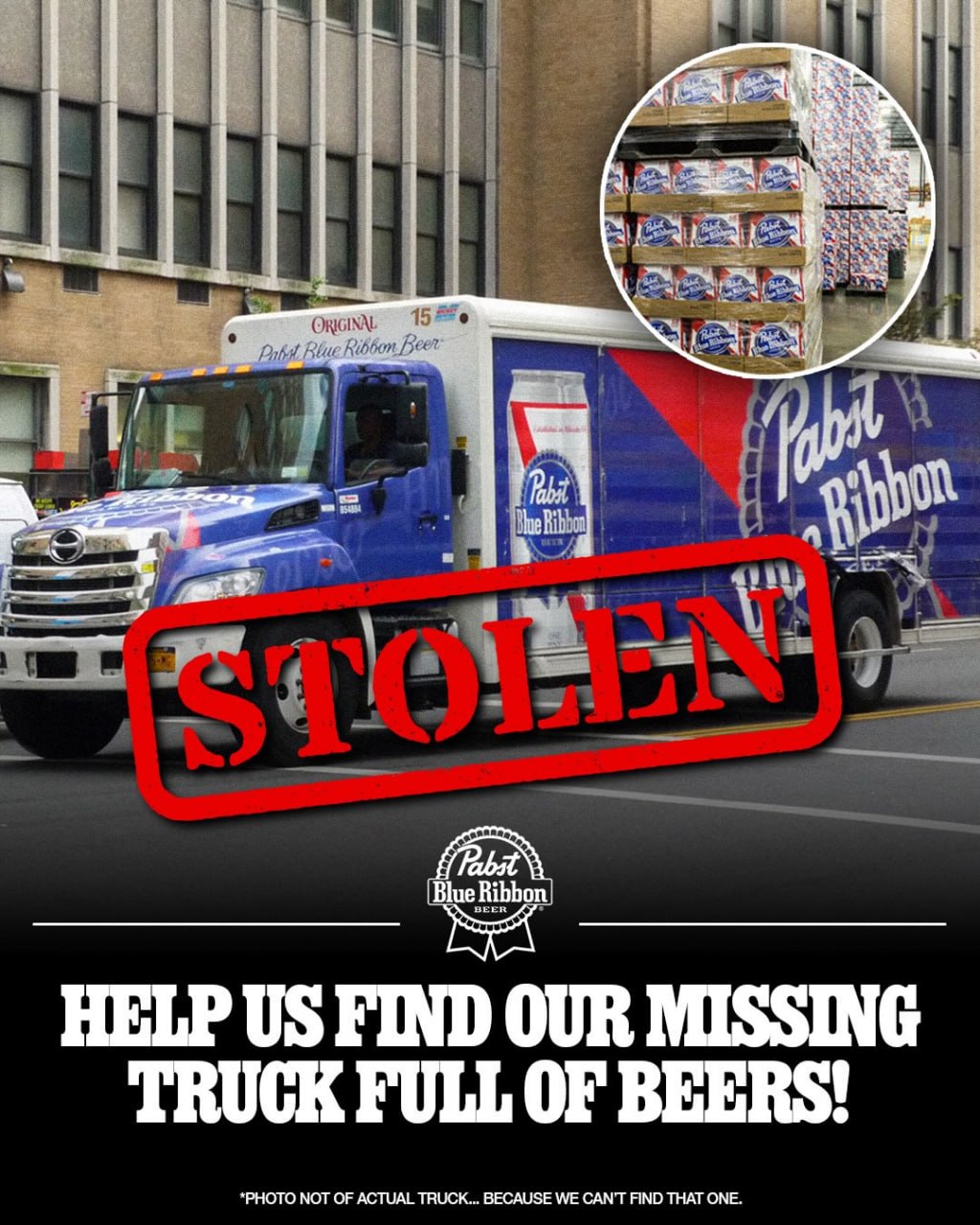 В США похищен грузовик с 50 тысячами бутылок пива Pabst Blue Ribbon
