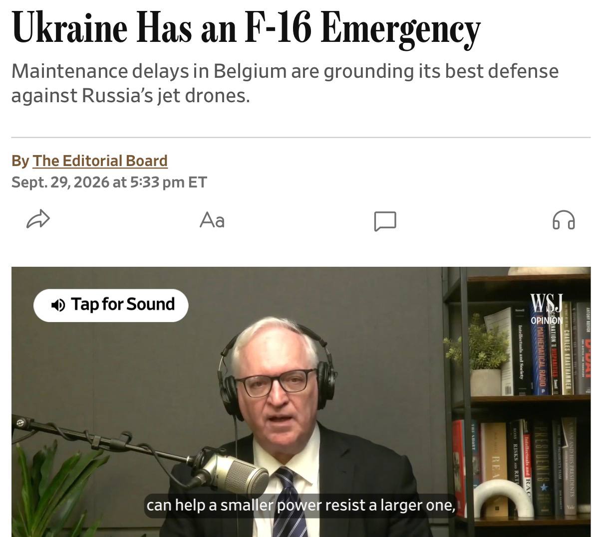 WSJ: более половины F-16 Украины простаивают из-за проблем с обслуживанием