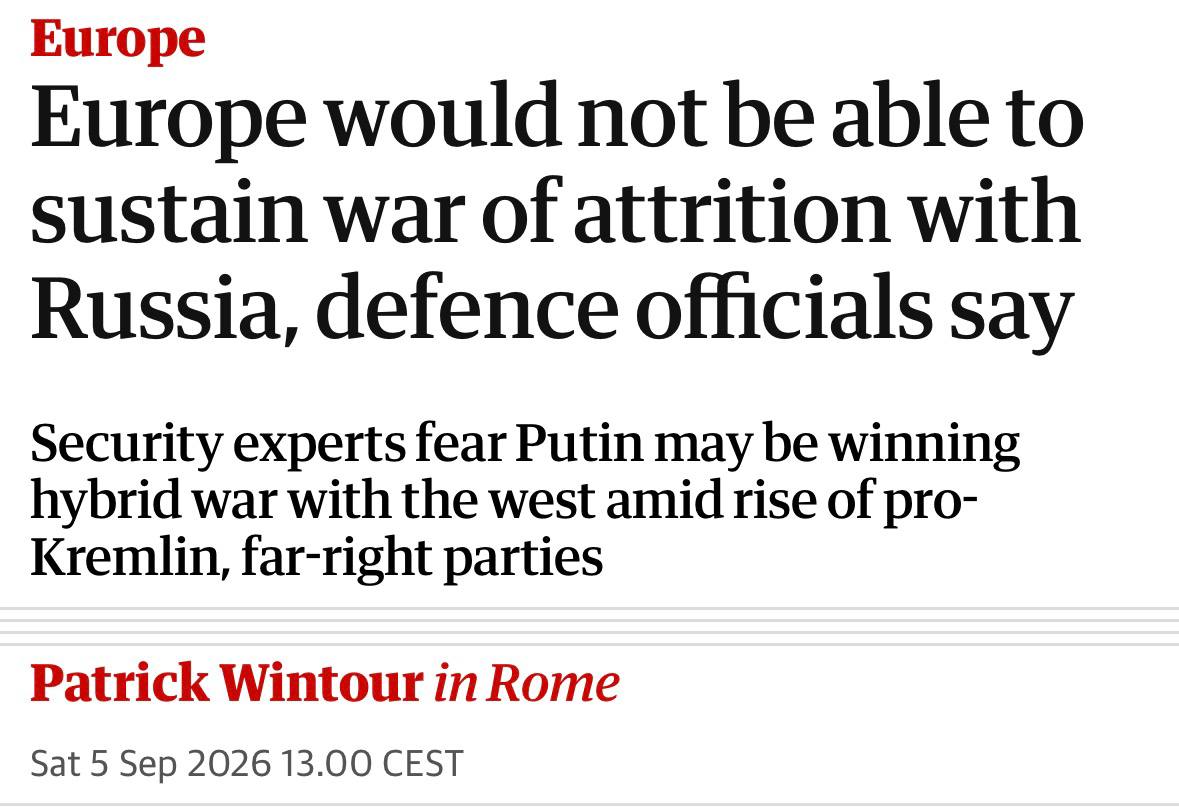 The Guardian: Европа не выдержит затяжную войну с Россией