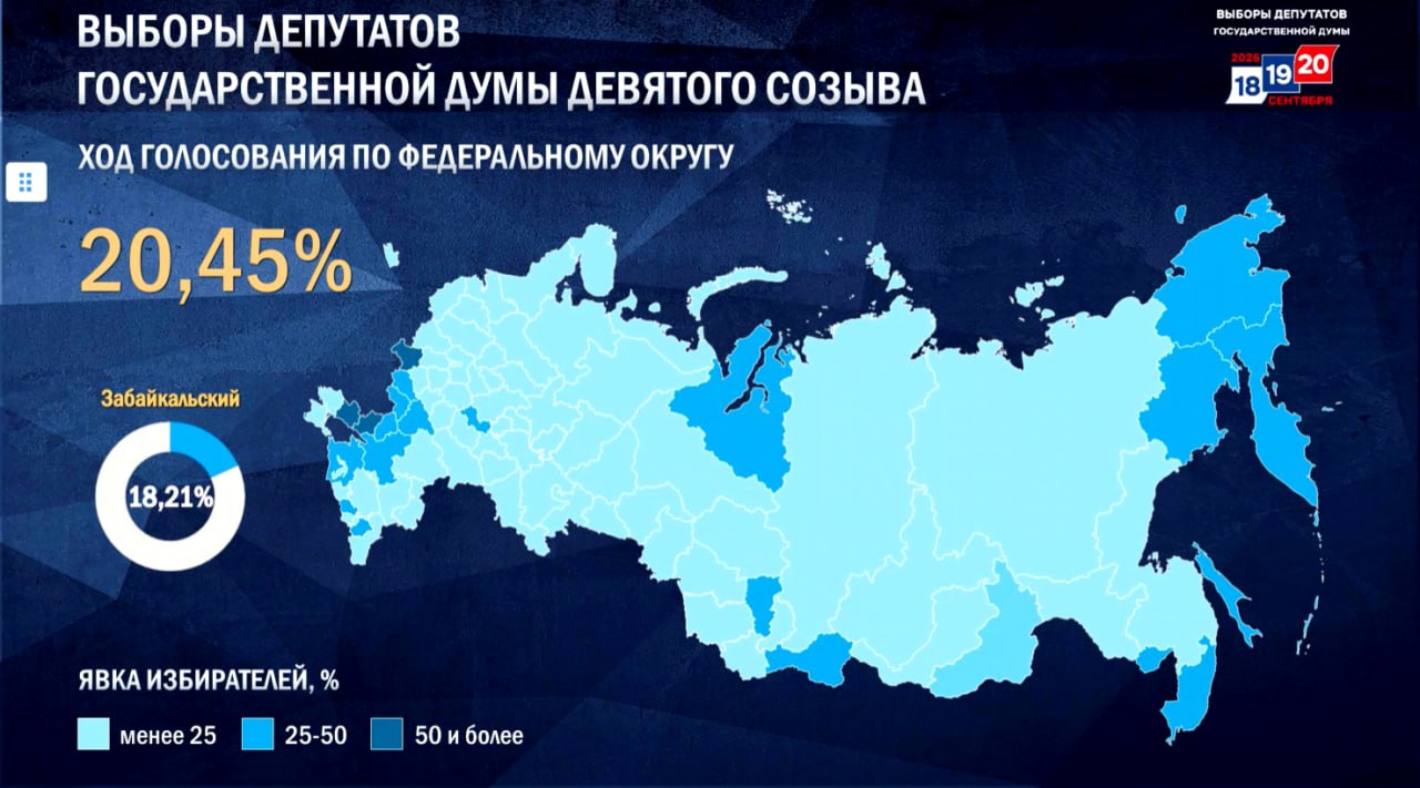 Явка на выборах в Госдуму превысила 20% к 15:50 мск