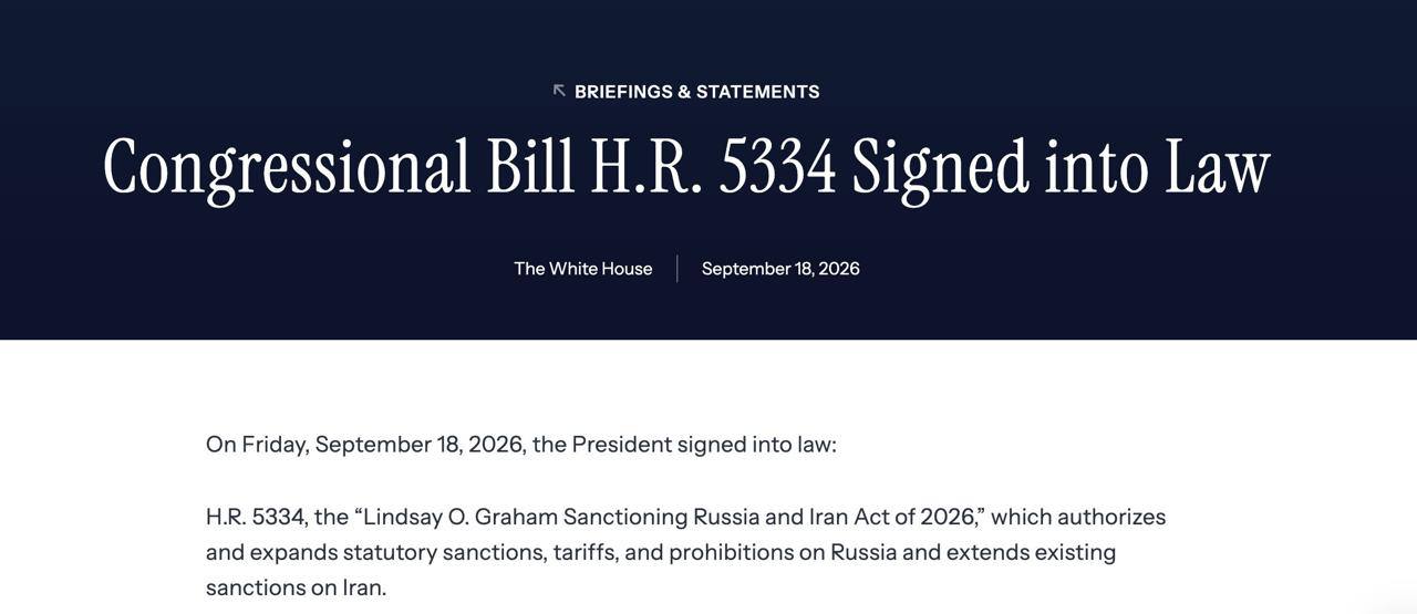 Трамп подписал закон об «адских санкциях» против России