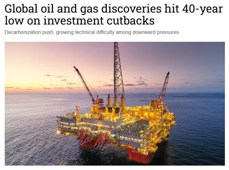 Открытие новых нефтяных месторождений упало до минимума с 1980 года