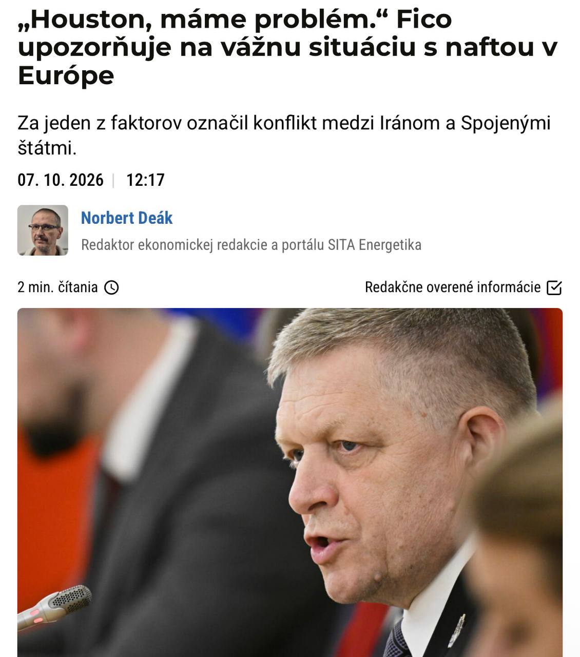 Фицо предупредил Европу о сложной ситуации на рынке дизеля