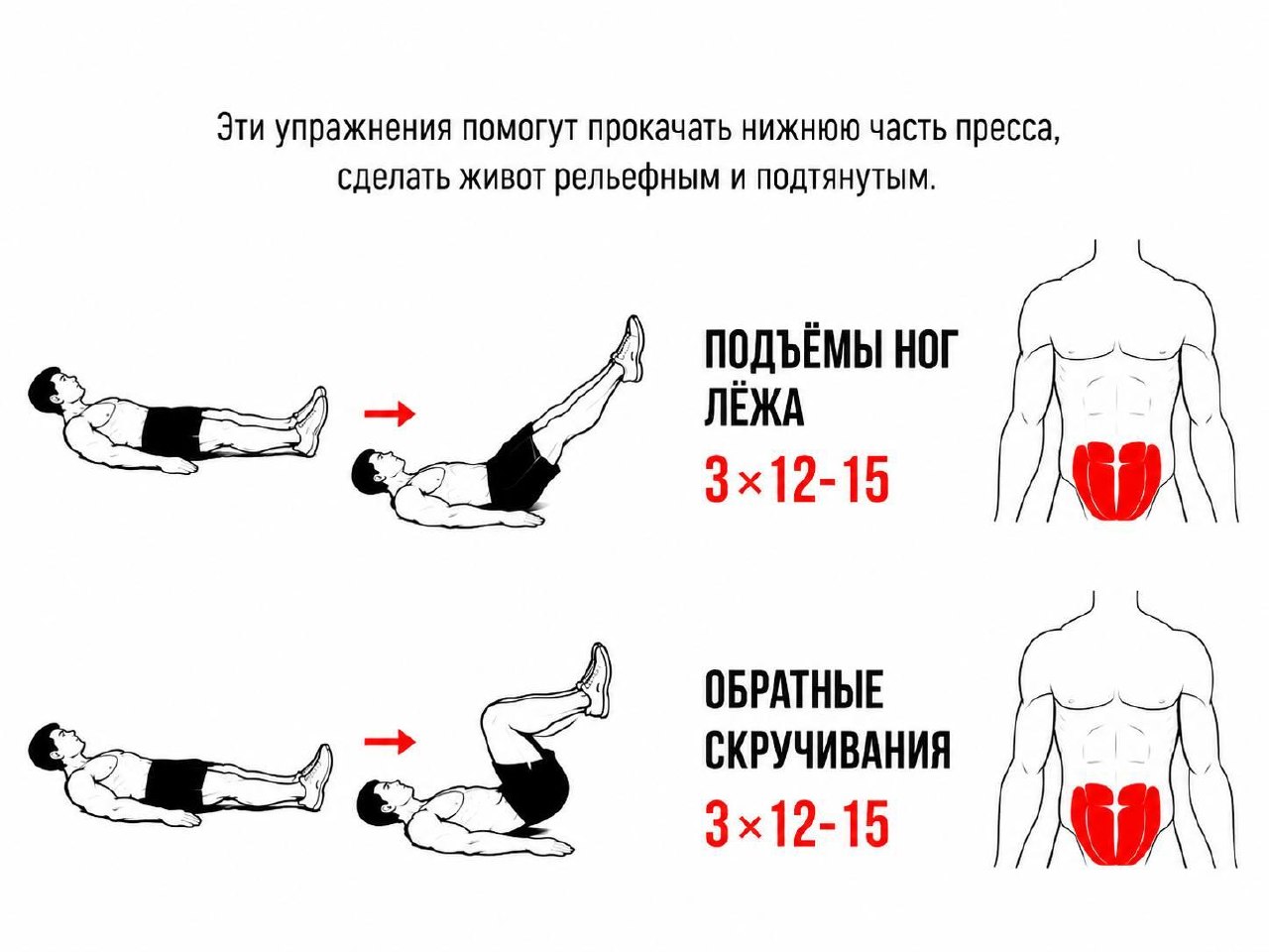Комплекс из 12 упражнений для пресса за 30 дней