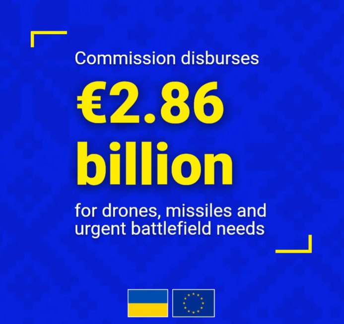 Еврокомиссия выделила Украине €2,86 млрд на военные нужды