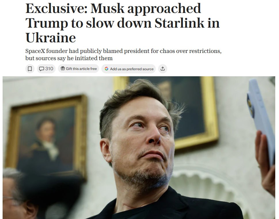 The Telegraph: Маск предлагал Трампу ограничить работу Starlink на Украине
