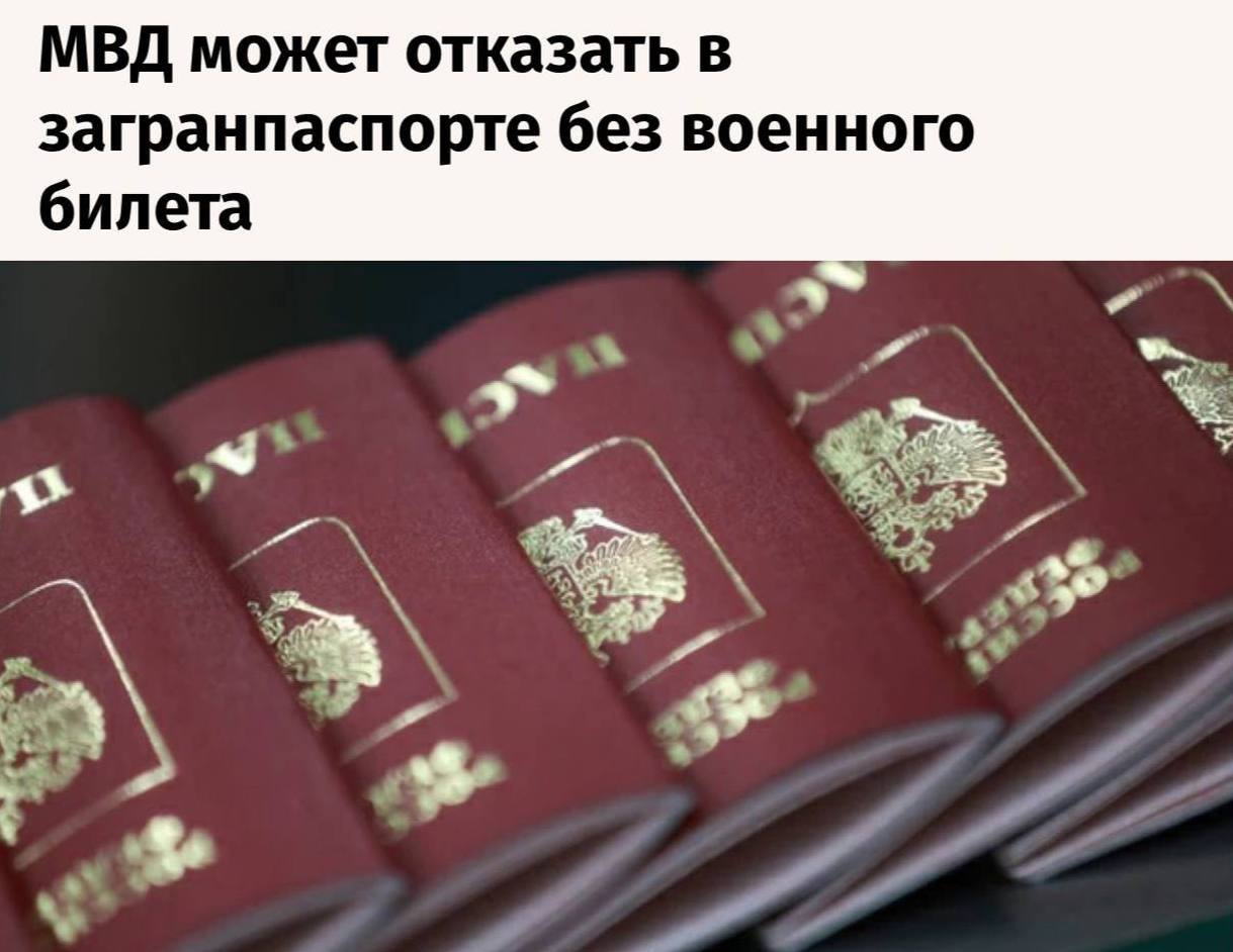 МВД допустило отказ в загранпаспорте мужчинам призывного возраста без военного билета