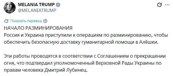 Россия и Украина начали разминирование для доставки помощи в Алешки