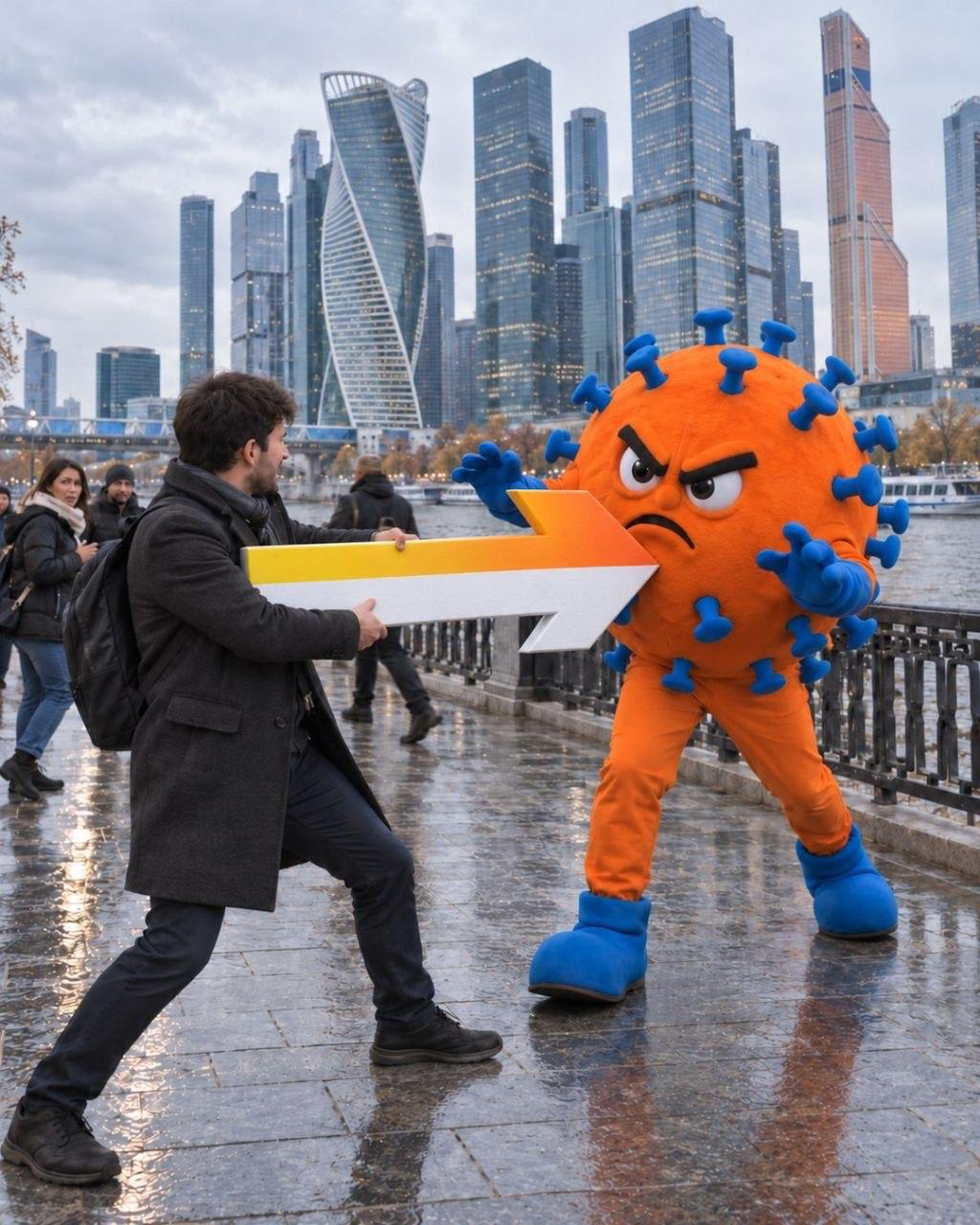 В Москве прошёл флешмоб с ростовыми вирусами