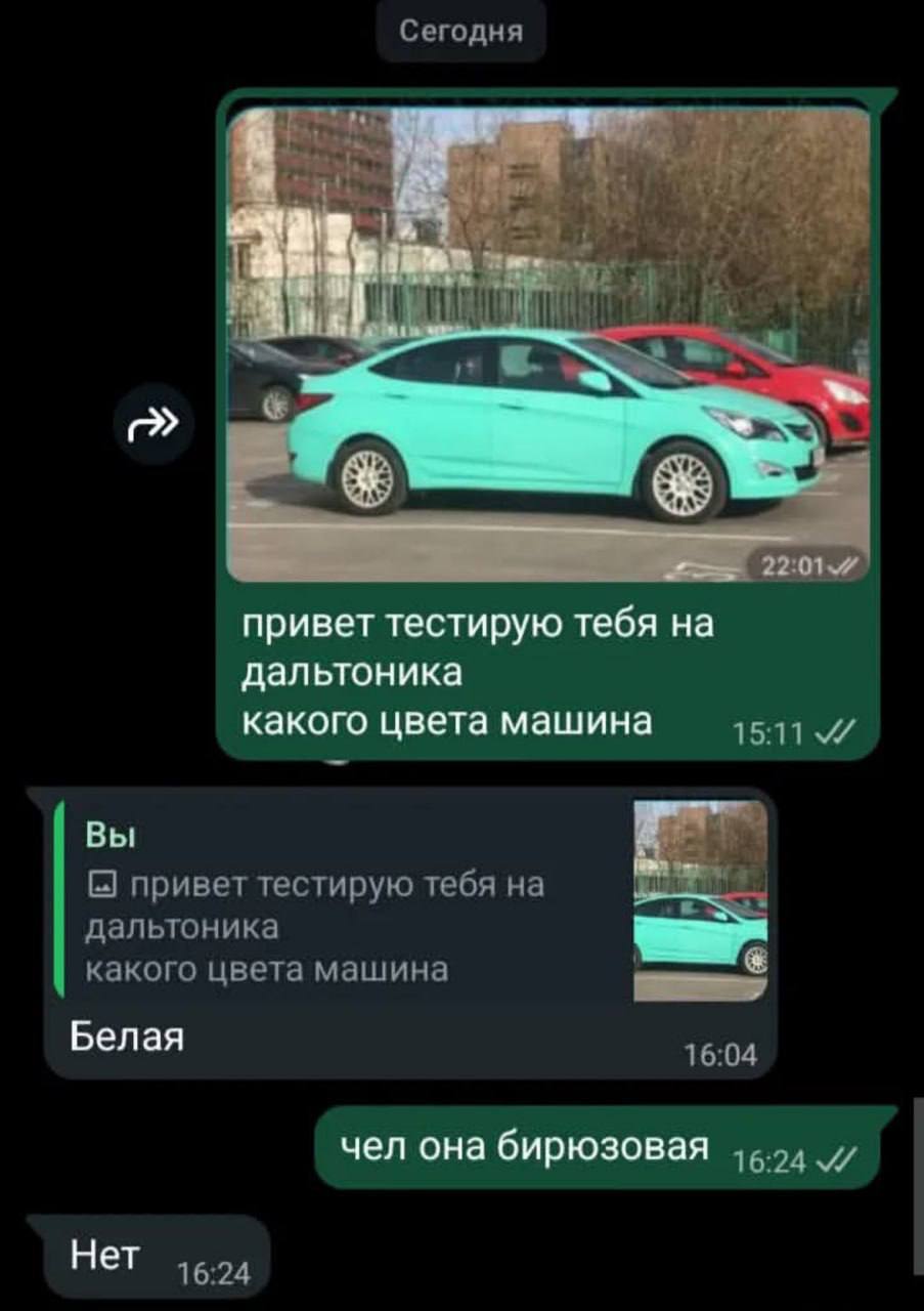 В соцсетях набирает популярность тест на дальтонизм с фотографией автомобиля